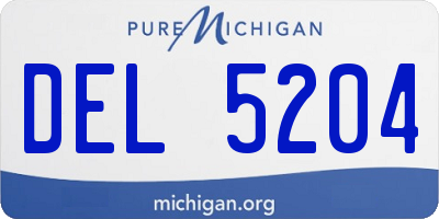 MI license plate DEL5204