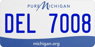 MI license plate DEL7008