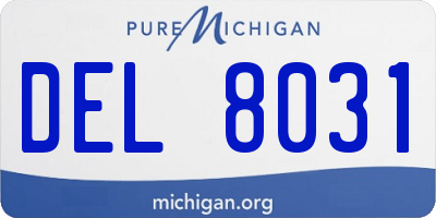 MI license plate DEL8031