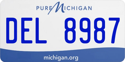 MI license plate DEL8987