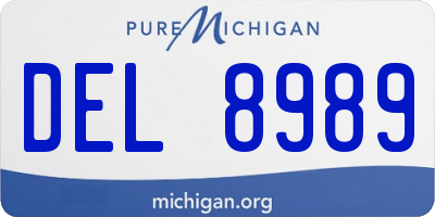 MI license plate DEL8989