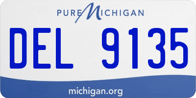 MI license plate DEL9135