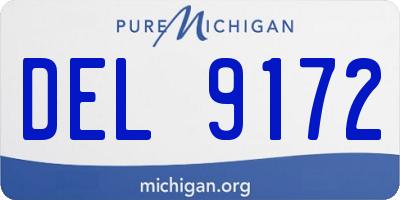 MI license plate DEL9172