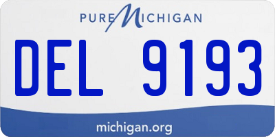 MI license plate DEL9193