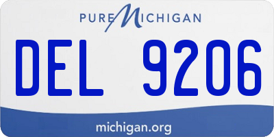 MI license plate DEL9206