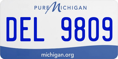 MI license plate DEL9809