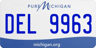 MI license plate DEL9963