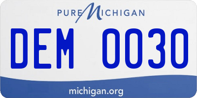 MI license plate DEM0030