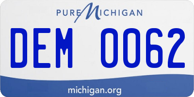 MI license plate DEM0062