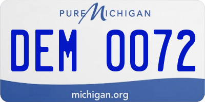 MI license plate DEM0072
