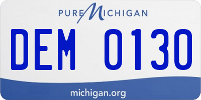 MI license plate DEM0130