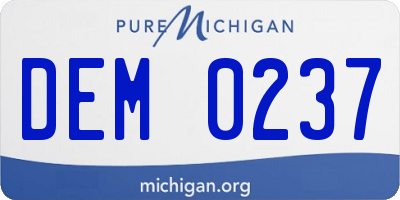 MI license plate DEM0237