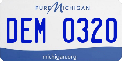 MI license plate DEM0320