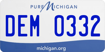 MI license plate DEM0332
