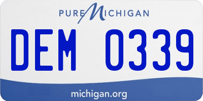 MI license plate DEM0339
