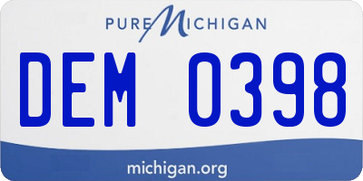 MI license plate DEM0398