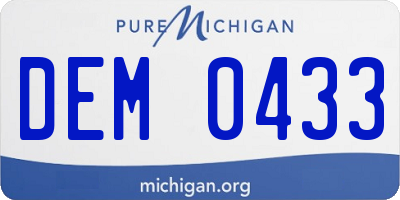 MI license plate DEM0433