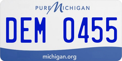 MI license plate DEM0455