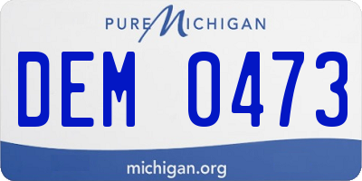 MI license plate DEM0473