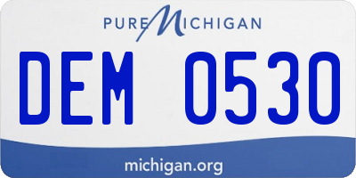 MI license plate DEM0530