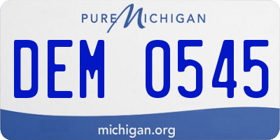 MI license plate DEM0545