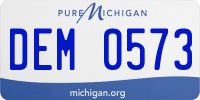 MI license plate DEM0573