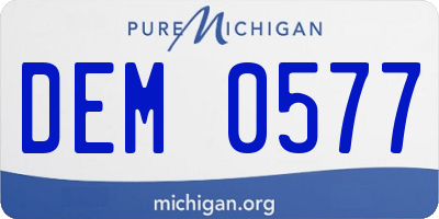 MI license plate DEM0577