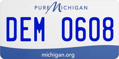 MI license plate DEM0608