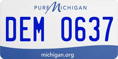 MI license plate DEM0637