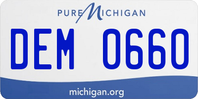 MI license plate DEM0660