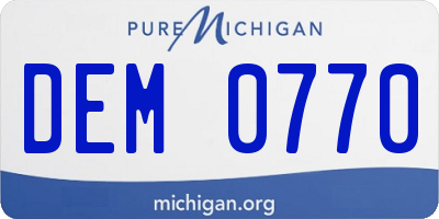 MI license plate DEM0770
