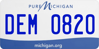 MI license plate DEM0820