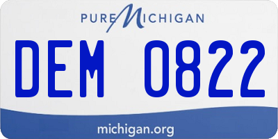 MI license plate DEM0822