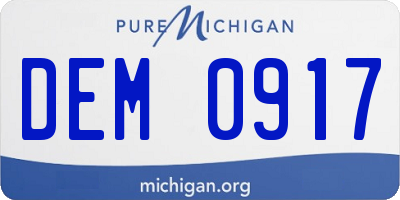 MI license plate DEM0917