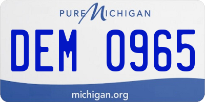 MI license plate DEM0965