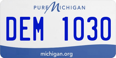 MI license plate DEM1030