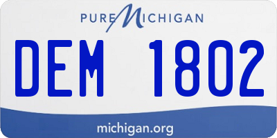MI license plate DEM1802