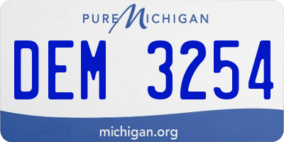 MI license plate DEM3254