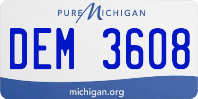MI license plate DEM3608