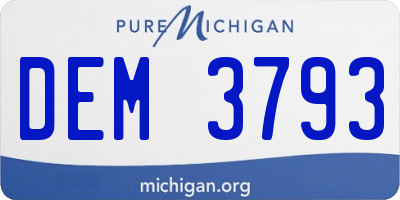 MI license plate DEM3793