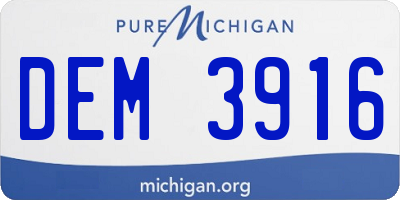 MI license plate DEM3916