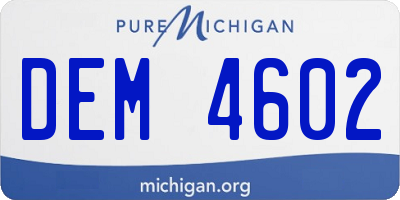 MI license plate DEM4602