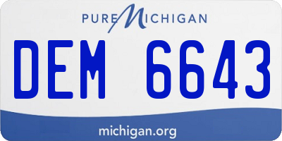 MI license plate DEM6643