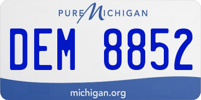 MI license plate DEM8852