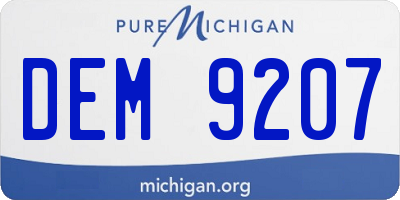 MI license plate DEM9207