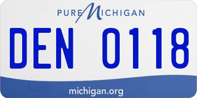 MI license plate DEN0118