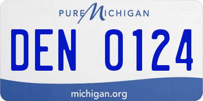 MI license plate DEN0124