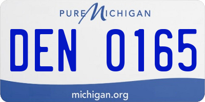 MI license plate DEN0165