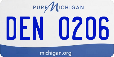 MI license plate DEN0206
