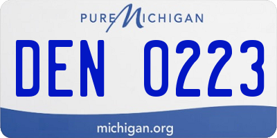 MI license plate DEN0223